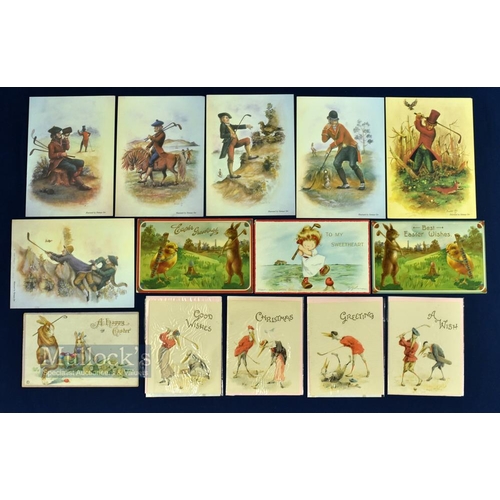 242 - Collection of Greeting Cards and Greeting Golfing Postcards from early 1900s up to 1980s (14) 3x pos... 