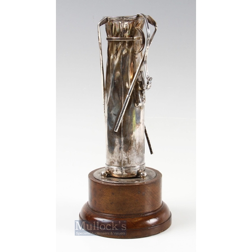 246 - 1912 Royal Bangkok Golf Section Captains Prize Large Silver Golf Bag and Clubs Trophy - the bag is s... 