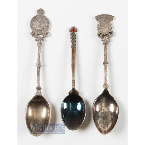 257 - 3x Various Golf Club Silver, and Silver Plated Teaspoons - Royal Calcutta GC with Indian Silver Hall... 