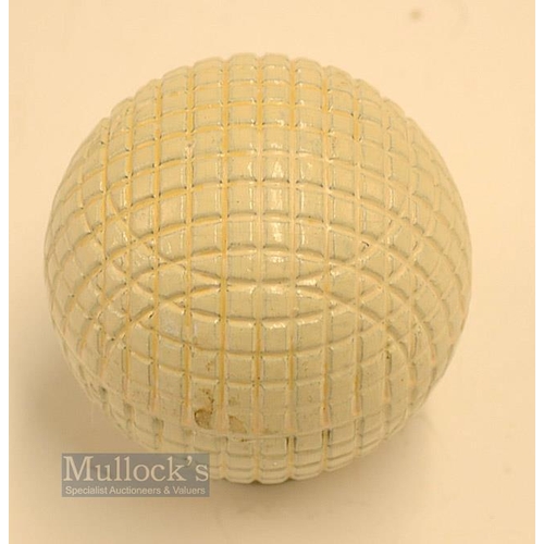 30 - Fine and original and unused moulded mesh large guttie golf ball - with all the original white paint... 