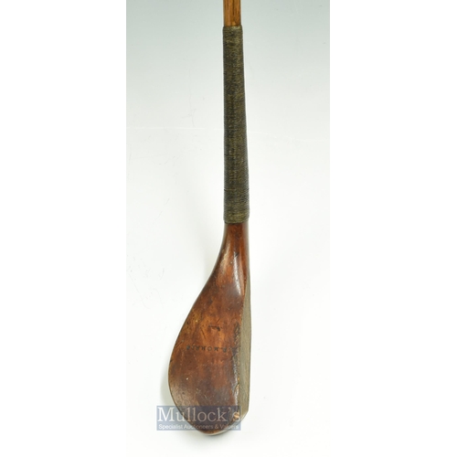 302 - T Morris St Andrews light stained fruit wood Longnose play club c1850 - head measures 5.5 x 1 7/8