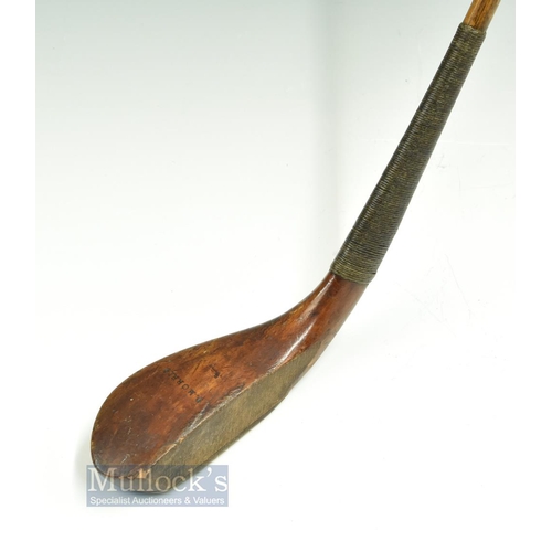 302 - T Morris St Andrews light stained fruit wood Longnose play club c1850 - head measures 5.5 x 1 7/8