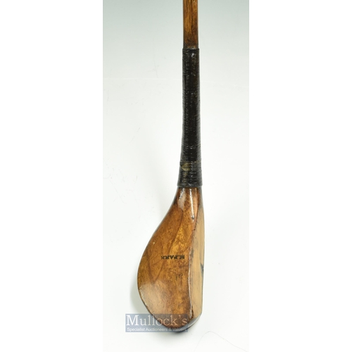 304 - Early M Park longnose light stained fruitwood short spoon c1870 - head measures 5.25