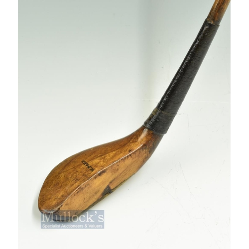 304 - Early M Park longnose light stained fruitwood short spoon c1870 - head measures 5.25