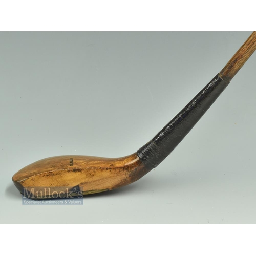 304 - Early M Park longnose light stained fruitwood short spoon c1870 - head measures 5.25