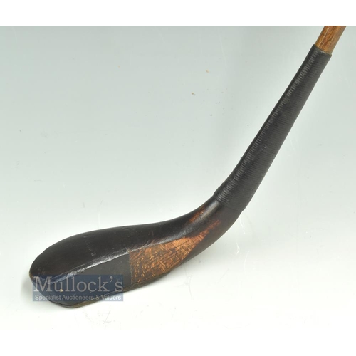 305 - T Morris St Andrews dark stained beech wood short baffing spoon longnose c1865 - head measure 5.75