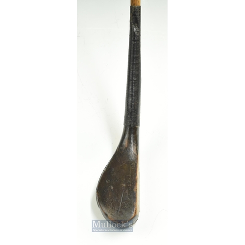 306 - C Hunter Prestwick dark stained fruitwood late longnose driver c1880 - head measures 5