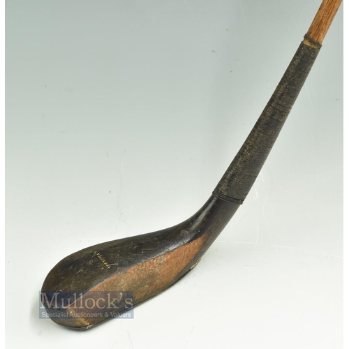 307 - Fine Early McEwan dark stained beech wood long spoon longnose c1875 with well curved and full wrap-o... 