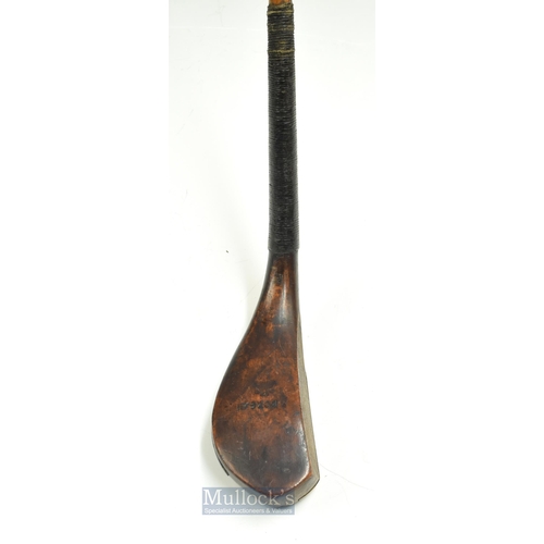 317 - Fine R Forgan St Andrews elegant dark stained fruitwood long spoon curved face longnose c1870 - head... 