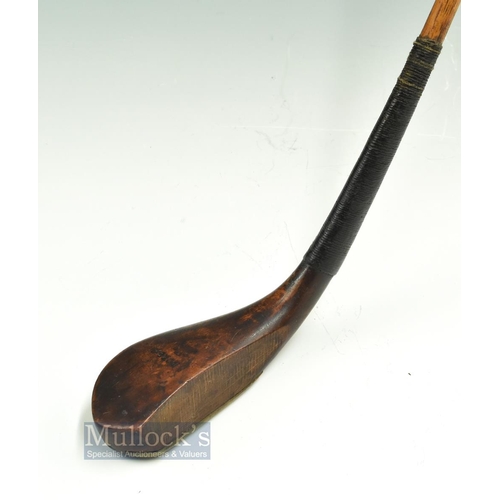 317 - Fine R Forgan St Andrews elegant dark stained fruitwood long spoon curved face longnose c1870 - head... 