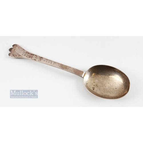 331 - 1908 Early Cinque Ports Golf Club Large Silver Rat Tail Style Winners Dessert Spoon - hallmarked Lon... 