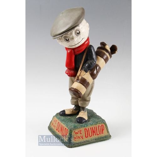 337 - Fine Dunlop Caddy papier-mâché golf ball advertising figure-mounted on naturalistic splayed base ins... 