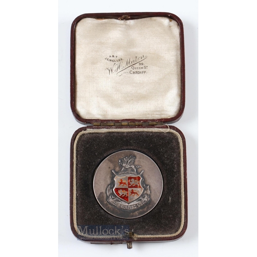 358 - Scarce 1921 Welsh Open Amateur Golf Championship sterling silver and enamel winners medal - played a... 