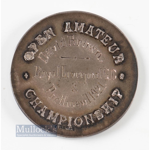 358 - Scarce 1921 Welsh Open Amateur Golf Championship sterling silver and enamel winners medal - played a... 