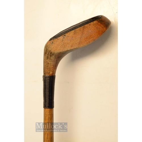 36 - Interesting Persimmon Golf Sunday Walking stick - bore thro' socket neck 'wood' style handle, large ... 