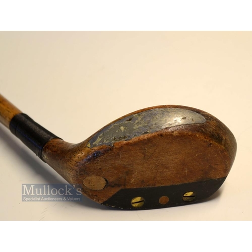 36 - Interesting Persimmon Golf Sunday Walking stick - bore thro' socket neck 'wood' style handle, large ... 