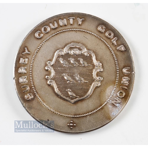 360 - 1937 Surrey County Golf Union Club Championship Winners Large Silver Medal - played at Worplesdon an... 