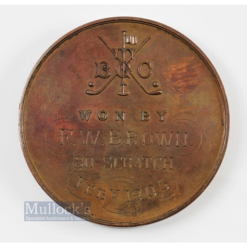 362 - 1905 Tooting Bec Golf Club Large Bronze Winners Monthly Medal - finely embossed with period golfing ... 