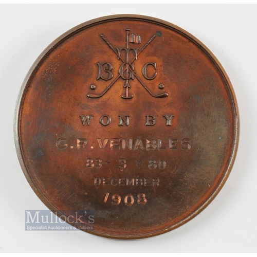 363 - 1908 Tooting Bec Golf Club Large Bronze Winners Monthly Medal - finely embossed with period golfing ... 