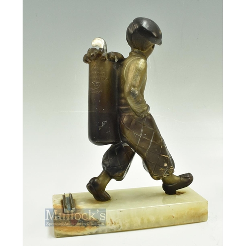 383 - Original Lorenzl Austrian Cold Painted Bronzed Golfing Caddy Figure Striker c1920 - embossed makers ... 