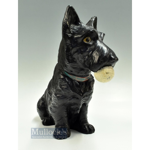 386 - North British Rubber Co. Black Scottie Dog Golf Ball advertising figure - c/w tartan collar and hold... 