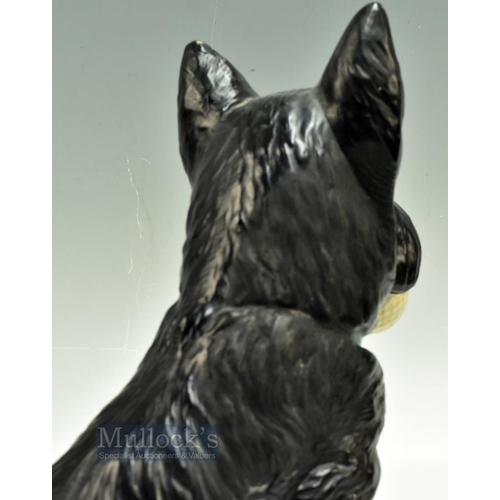 386 - North British Rubber Co. Black Scottie Dog Golf Ball advertising figure - c/w tartan collar and hold... 