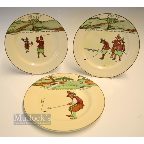 402 - 3x Royal Doulton Golfing Series Ware Proverb Plates - each decorated with different Crombie Style Go... 