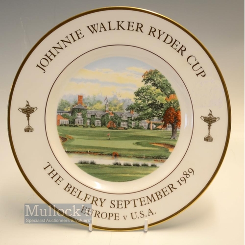 419 - 1989 Johnnie Walker Ryder Cup Wedgwood Bone Chine Plate Commemorative Plate - in decorative gilt 'Th... 