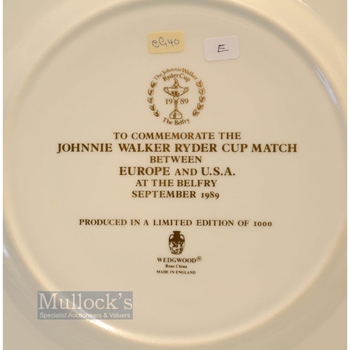 419 - 1989 Johnnie Walker Ryder Cup Wedgwood Bone Chine Plate Commemorative Plate - in decorative gilt 'Th... 