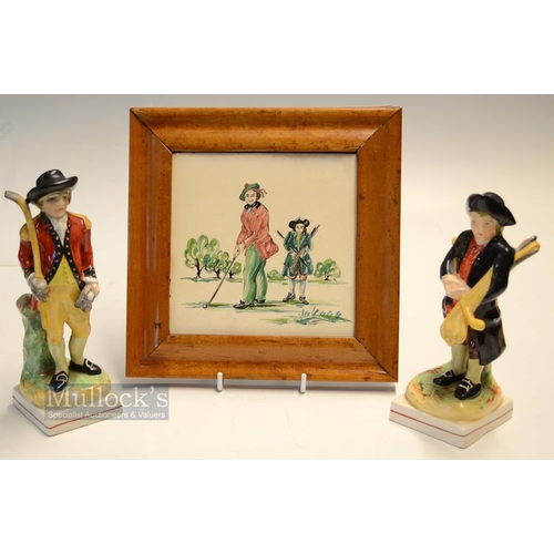 420 - Collection of Blackheath Golfers Staffordshire Style Figures and Wall Tile (3) each golfing figure m... 