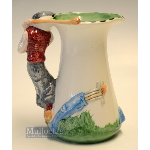 433 - Late Burleigh Ware 'Golfer' jug of tapering shape - painted glazed bowl with hand painted golfer han... 