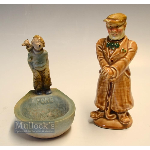 438 - 2x Early 20thc Golfing Comic Ceramic Figures - one titled 