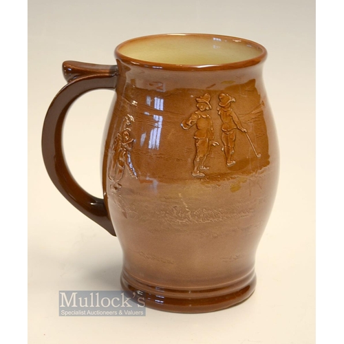 441 - Royal Doulton Golfing Kingsware 1pint tankard c1930s - light coloured finish decorated with Crombie ... 