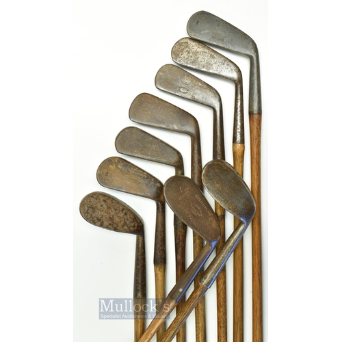 461 - 9x assorted golfing irons from long irons to niblicks to incl makers Tom Stewart, Winton, Vardon San... 