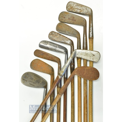 463 - 10x various irons and putters - PA Vaile Approaching cleek with Gibson Star, Spalding Gold Medal Lad... 