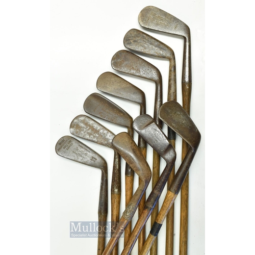 468 - 10x various irons incl flange bottom mid iron, A McDonald, St Andrews iron, D7W Auchterlonie deep mu... 