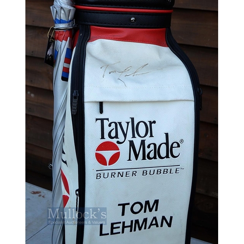 489 - Tom Lehman Taylor Made Official Tour Bag signed by the 1996 Open Golf Champion - full size black, re... 