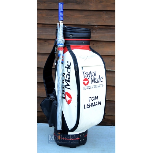 489 - Tom Lehman Taylor Made Official Tour Bag signed by the 1996 Open Golf Champion - full size black, re... 