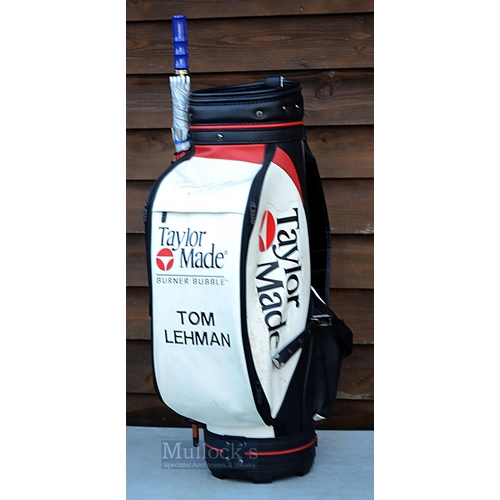 489 - Tom Lehman Taylor Made Official Tour Bag signed by the 1996 Open Golf Champion - full size black, re... 