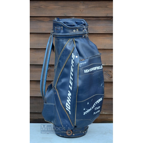 495 - Ken Bousfield Official John Letters Staff Player Sponsored Tournament Golf Bag - black tour bag used... 