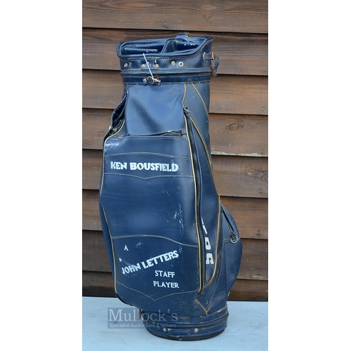 495 - Ken Bousfield Official John Letters Staff Player Sponsored Tournament Golf Bag - black tour bag used... 