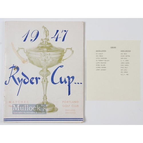 503 - Scarce Multi-Signed 1947 Official Ryder Cup Golf Souvenir Programme - the seventh international golf... 