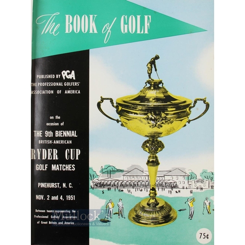 507a - Hardbound 1951 Official Ryder Cup Golf Programme played at Pinehurst, bound in red and gilt boards '... 