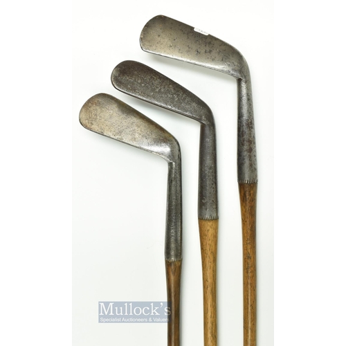 54 - 3x early smf irons - to incl general iron, and 2x Lofters one stamped F H Ayres c/w J Simpson Middle... 