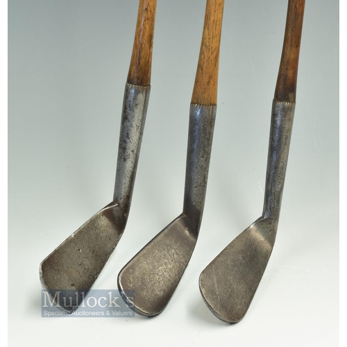 54 - 3x early smf irons - to incl general iron, and 2x Lofters one stamped F H Ayres c/w J Simpson Middle... 