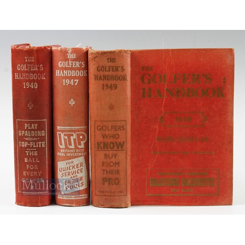 558 - 1940, 1947 and 1949 The Golfer's Handbooks features 1940 915pp, slightly loose front cover, 1947 779... 