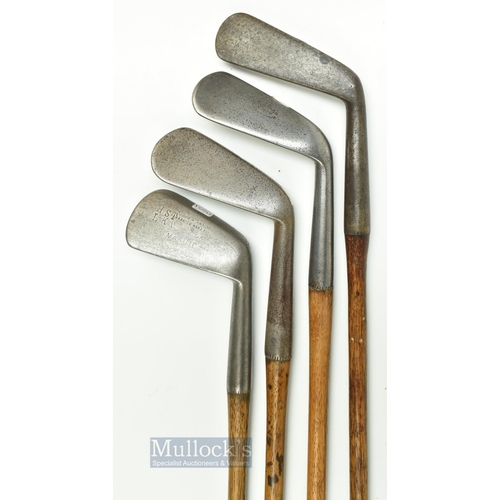 56 - 4x various smf irons - R Forgan & Son St Andrews lofting iron, elongated face cleek, general iron, a... 