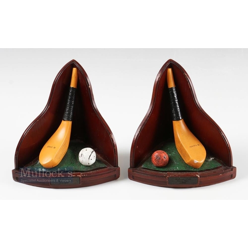 637 - Pair of Longnose Golf Club and Early Golf Ball Book Ends features a H Philp and feathery ball, the o... 