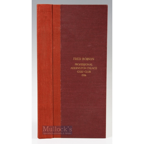 652 - Fred Robson Golf Professional at Addington Palace Golf Club 1936 Official Club Order Ledger - coveri... 