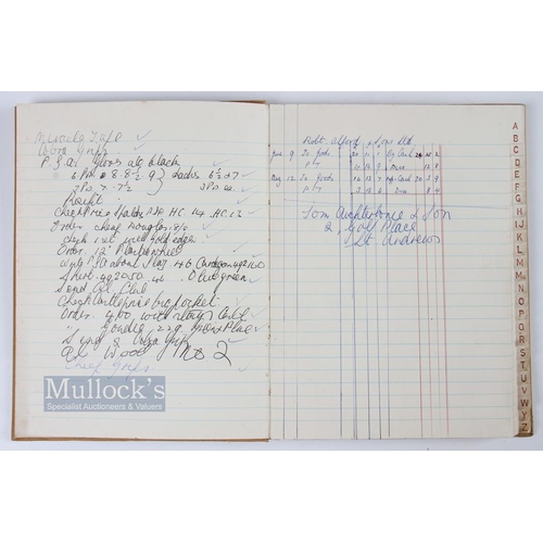 653 - Jack Gibson Golf Club Maker Northam Westward Ho! Golf Equipment Record Book c1950/60s - c/w family p... 